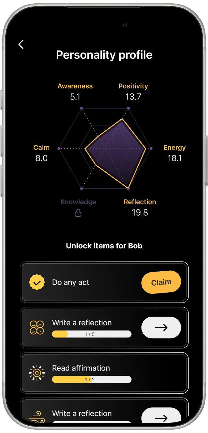 FABU personality profile screen FABU personality profile screen